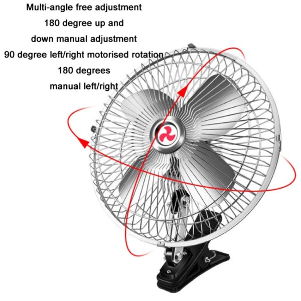 Car Powerful Fixing Clip Cooling High Wind Power Electric Fan, Specification: 8 inch Metal 24V For Cheap