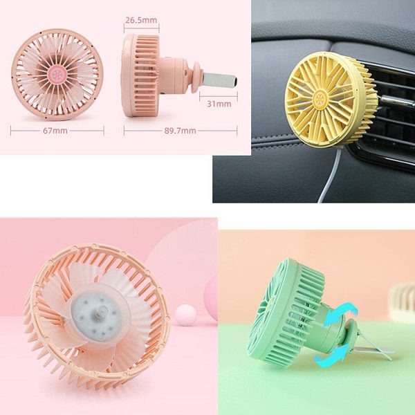 Car Vent Fan Multi-function USB Interface Mini LED Lamp Car Fan(Pink) Hot on Sale