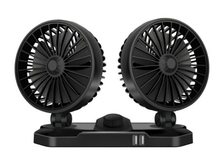 F558 With USB Mobile Phone Charging Car Fan 12 24V Car Truck Double Shaking Head Fan(Double Head 24V) For Discount