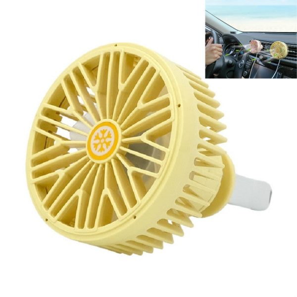 Car Vent Fan Multi-function USB Interface Mini LED Lamp Car Fan(Yellow) Sale