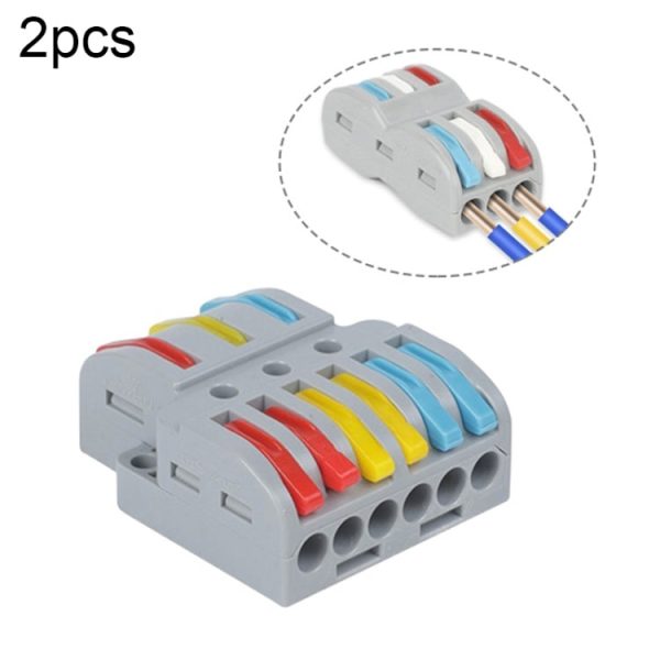 2pcs SPL-63 3 In 6 Out Colorful Quick Line Terminal Multi-Function Dismantling Wire Connection Terminal Online