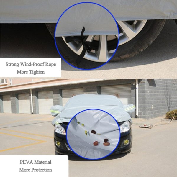 PEVA Anti-Dust Waterproof Sunproof Sedan Car Cover with Warning Strips, Fits Cars up to 4.1m(160 inch) in Length Online