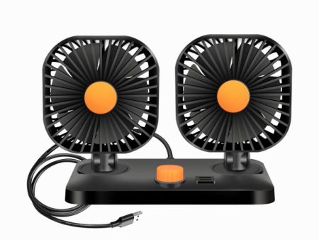 Mini USB 12   24V Car Electric Fan Double Head Fan For Sale