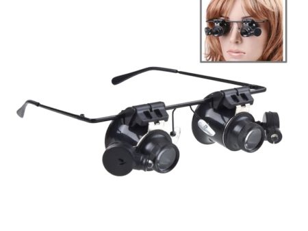 20X Glasses Type Watch Repair Loupe Magnifier with LED Light(Black) For Discount