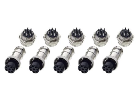 DIY 16mm 8-Pin GX16 Aviation Plug Socket Connector (5 Pcs in One Package, the Price is for 5 Pcs)(Silver) Fashion