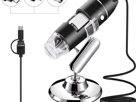 1600X Magnifier HD Image Sensor 3 in 1 USB Digital Microscope with 8 LED & Professional Stand (Grey) For Cheap