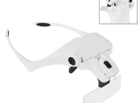 5 Lens 1.0X-3.5X Loupe Glasses Bracket Headband Magnifier with 2 LED Lights Eye Magnification Goggles Magnifying Tool(White) Online Sale