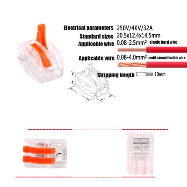 10 PCS VSE-412W Terminal Building Wiring Push-in Connector Quick Connection Terminal on Sale