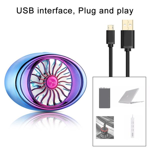 Car Vent Fan Multi-function USB Interface LED Lamp Portable Fan Fashion