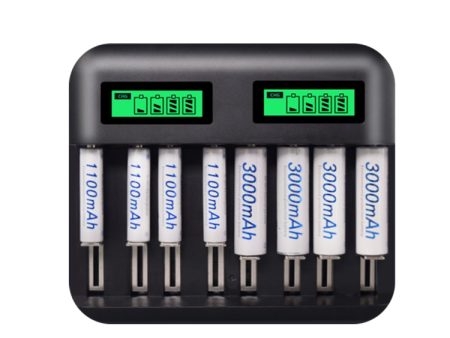 5V 2A USB 8 Slot Battery Charger for AA & AAA & C   D Battery, with LCD Display Hot on Sale