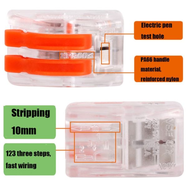 10 PCS VSE-412W Terminal Building Wiring Push-in Connector Quick Connection Terminal on Sale