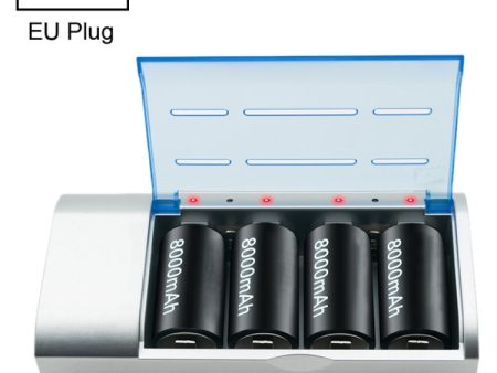 AC 100-240V 4 Slot Battery Charger for AA & AAA & C   D Size Battery, EU Plug Discount