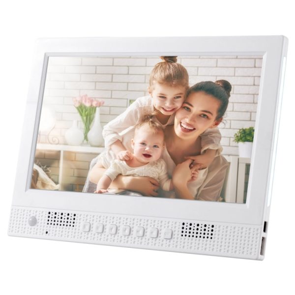 10.1 inch LED Display Multi-media Music & Movie Player Digital Photo Frame with Remote Control, Allwinner E200s Program, Support USB-Disk   SD Card, Body Sensor, Built in Stereo Speaker(White) Cheap