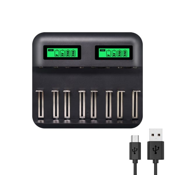 5V 2A USB 8 Slot Battery Charger for AA & AAA & C   D Battery, with LCD Display Hot on Sale