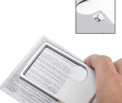 1 LED Illuminated Credit Card Design 6X   3X Jewelry Magnifier(Silver) Cheap